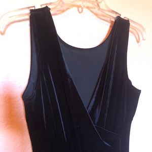Black velvet sleeveless floor length dress
